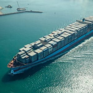 Aerial View of Cargo Container Ship in Dubai, UAE