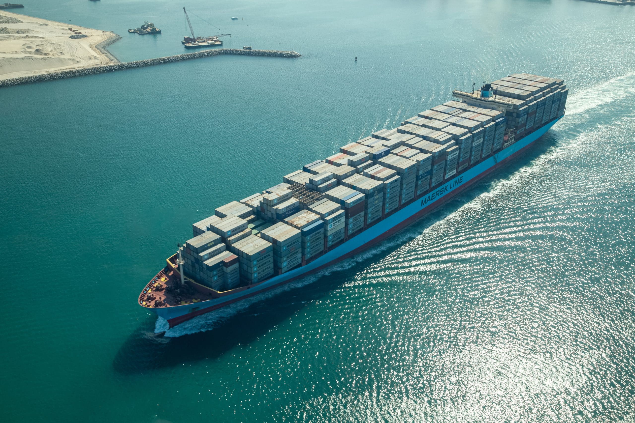Aerial View of Cargo Container Ship in Dubai, UAE